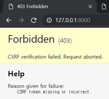 403 Forbidden, CSRF verification failed.